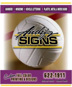 Andy's Signs Volleyball Sponsor